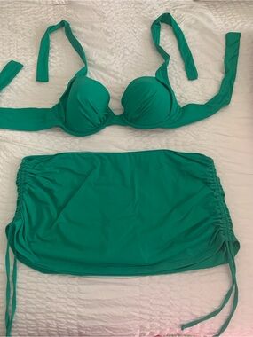 Tommy Bahama  Green Ruched Bikini Top and Swim Skirt